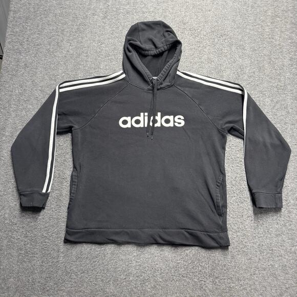 adidas Other - Adidas Logo Hoodie Sweatshirt Adult Large Black White Stripes Pullover Pockets